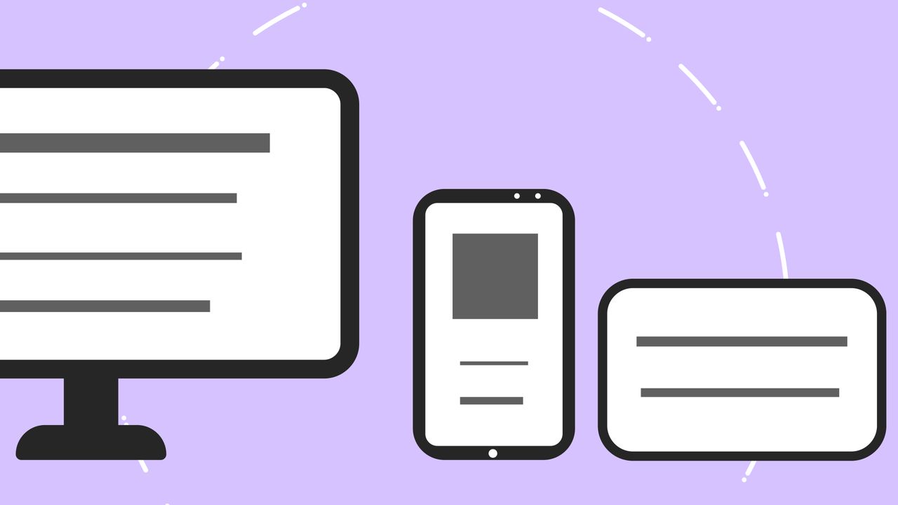about-img-01 Vector icons with modern phone near computer monitor and credit card with gray lines on purple background